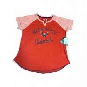 Washington Capitals Starter Women's Grand Slam Raglan Notch Neck T-Shirt Red XL